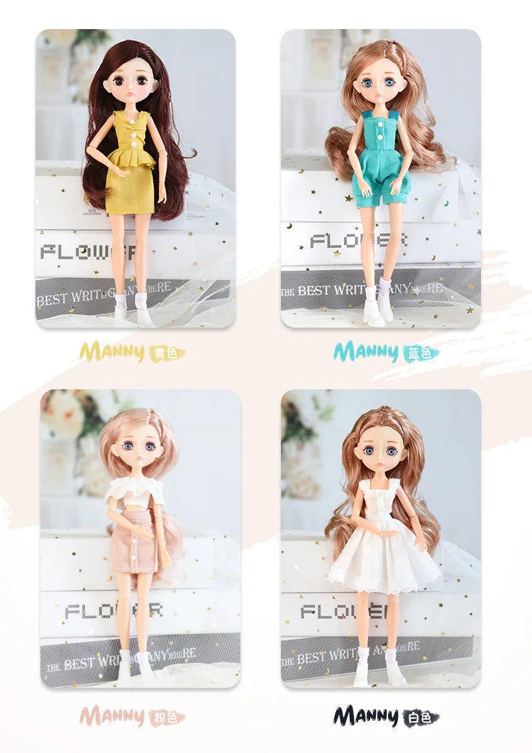 Slim 26cm BJD Doll for Girls – 13 Movable Joints with Princess Outfit, Blue Eyes & Eyelash Accessories