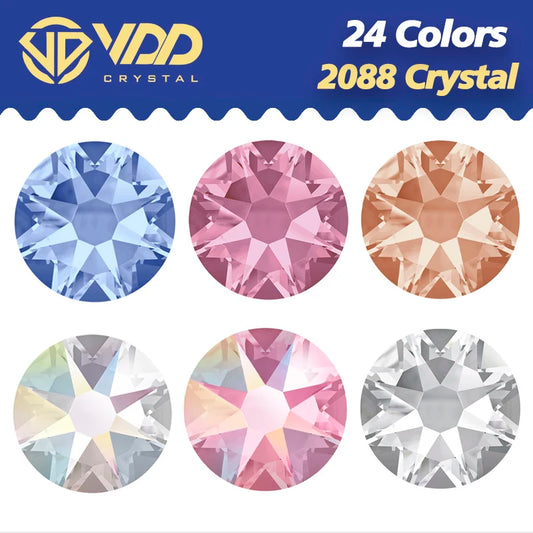 VDD Non Hot Fix Crystal Nail Art Rhinestones - 2088 Flower Flatback Gems for DIY Nail Decorations