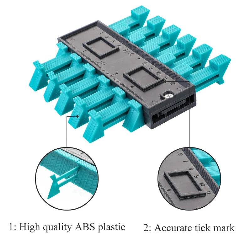 Profile Contour Gauge Line Copier Ruler: Cutting Template for Woodworking & Ceramic Tiling - Measuring Instrument Tool