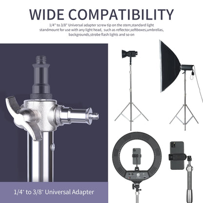 290cm Air Pressure Tripod - 10kg Bearing Stainless Steel Light Stand for Camera, Ring Light, Live Streaming & Photography