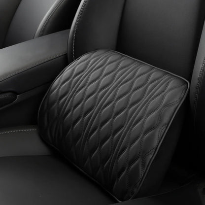 Car Neck & Lumbar Pillow – PU Leather Memory Foam Seat Headrest & Backrest Cushion