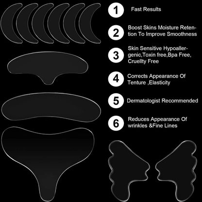 Reusable Anti-Wrinkle Silicone Skin Care Pads — Medical Grade Eye, Chin & Forehead Face Lifting Patches