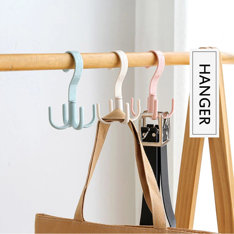 Space-Saving Rotated Hanger Hooks - Wardrobe Clothes Rack Organizer for Bags, Shoes, Belts, Scarves, and More