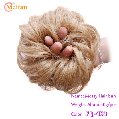 MEIFAN Synthetic Chignon Hair Bun – Elastic Rubber Band Clip-In Updo Ponytail Hair Extension for Women