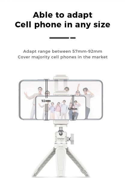 Ulanzi MT-08 Mini Tripod – White Foldable Monopod Mount with 1/4'' Universal Tripod for DSLR, Android & iPhone Smartphones