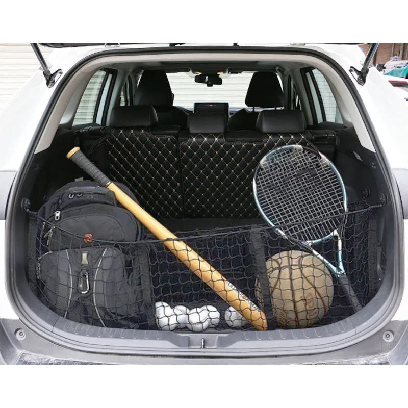 Stretchable Elastic Car Truck Net with Hooks: Heavy Duty Cargo Net for Car, SUV, Truck - Storage Mesh Trunk Organizer Bag