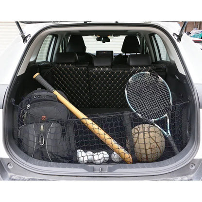 Stretchable Elastic Car Truck Net with Hooks: Heavy Duty Cargo Net for Car, SUV, Truck - Storage Mesh Trunk Organizer Bag
