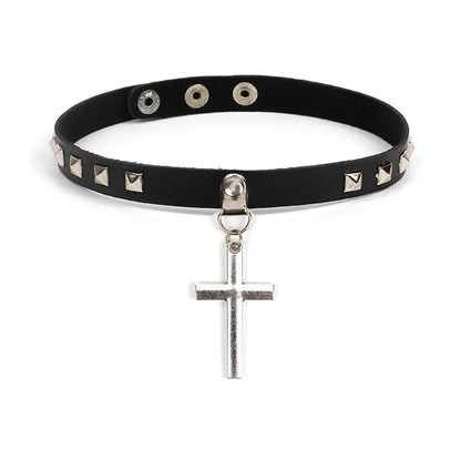 New Spike Choker Necklace – Punk Faux Leather Collar with Big Rivets, Studded Goth Style for Women & Men
