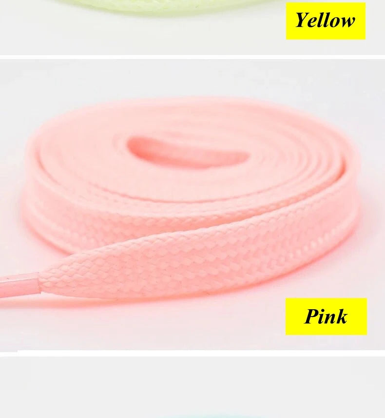 Luminous Flat Shoelaces - Glow in the Dark Fluorescent Sneaker & Canvas Shoe Laces, 80/100/120/140cm
