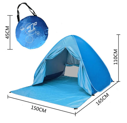 Pop-Up Beach Tent 165×150×110cm – UV Protection, Full Shade, Ultralight & Portable for Family Camping & Travel