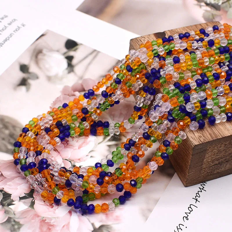 Mixed Color Crystal Glass Beads - 4mm Faceted Rondelle Spacer Beads for DIY Bracelet & Jewelry Making Crafts