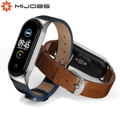 Leather Strap for Xiaomi Mi Band - Stylish Replacement Wristband for Mi Band 10/9/8/7/6/5 Mijobs Design