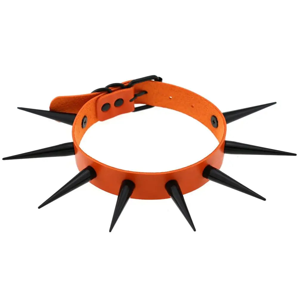 Big Long Spiked Choker Collar – Cool Punk Necklace for Women & Men, Metal Rave Festival Goth Jewelry