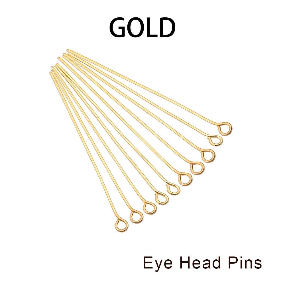 Jewelry Eye Pins & Ball Head Pins - 100/200pcs DIY Findings for Earrings Bracelets Pendants 16-60mm Craft Making Supplies