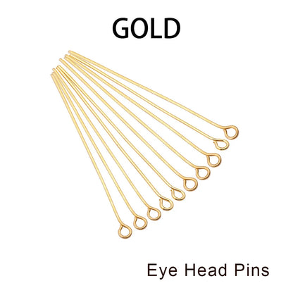 Jewelry Eye Pins & Ball Head Pins - 100/200pcs DIY Findings for Earrings Bracelets Pendants 16-60mm Craft Making Supplies