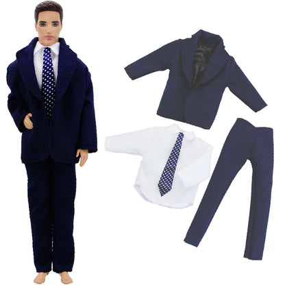 Handmade 1/6 Doll Outfit for 12-Inch Boy Doll — Men’s Formal Suit with Shirt, Coat, Trousers & Shoes, 30cm Toy Clothes