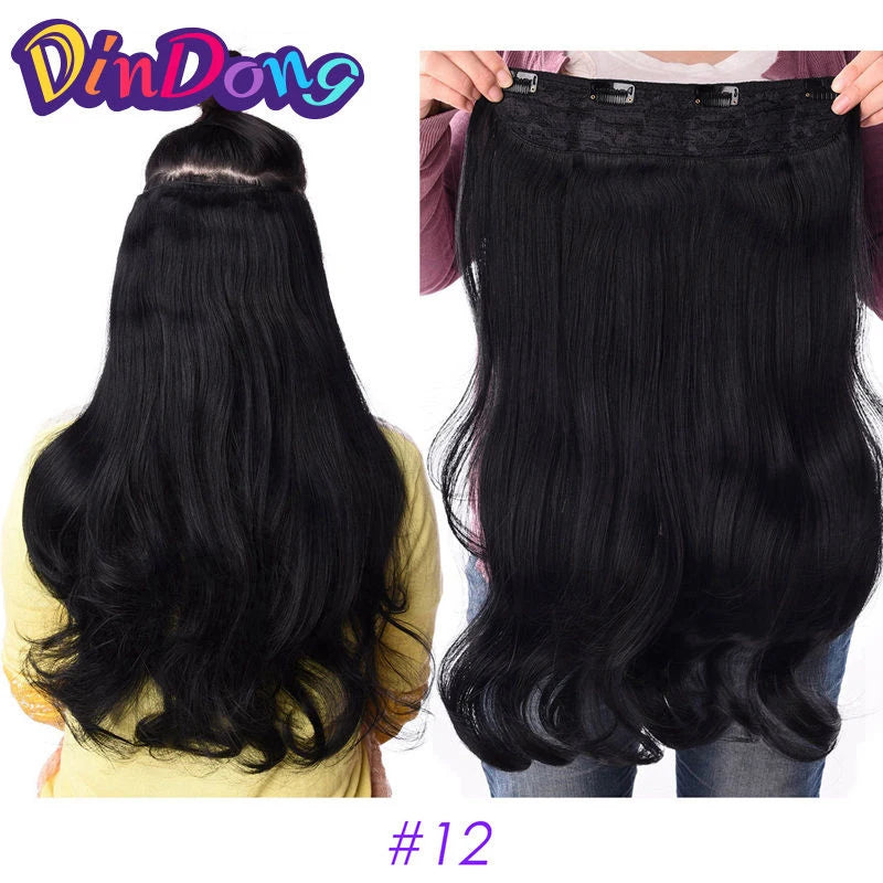 DinDong 32" Clip-In Hair Extensions — 210G Synthetic Wavy, Heat Resistant, 613# Blonde & 19 Colors