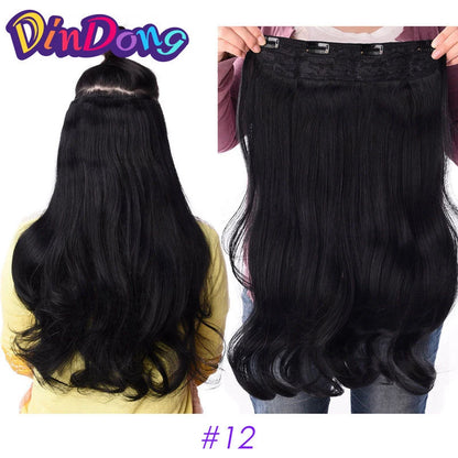 DinDong 32" Clip-In Hair Extensions — 210G Synthetic Wavy, Heat Resistant, 613# Blonde & 19 Colors