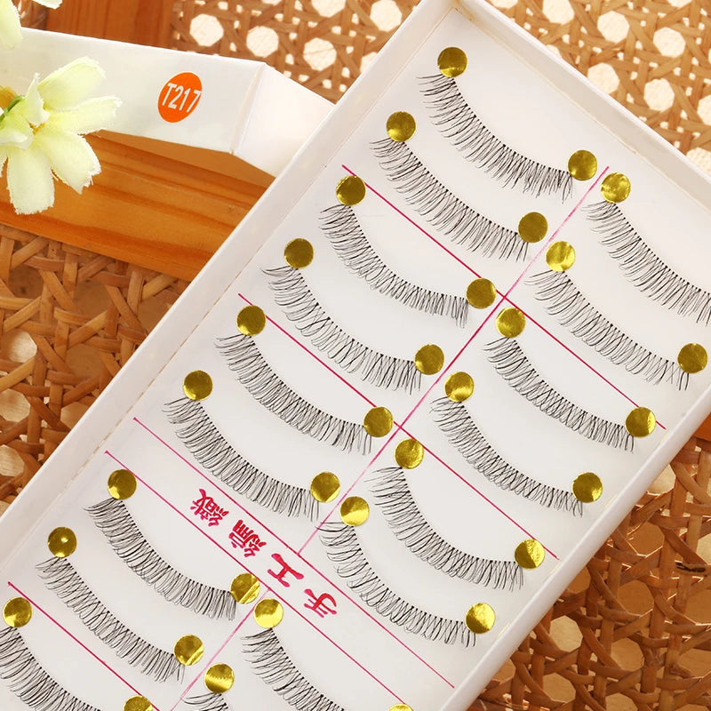 10 Pairs Handmade Natural Long False Eyelashes – Lightweight Dramatic Fake Lashes #217