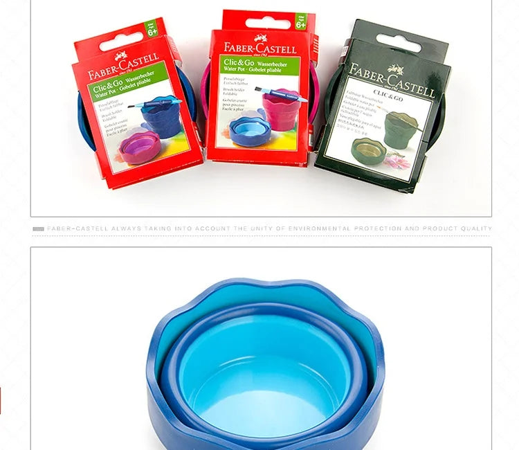 Faber Castell Portable Watercolor Paint Washing Bucket – Scalable Telescopic Folding Brush Washer Cup