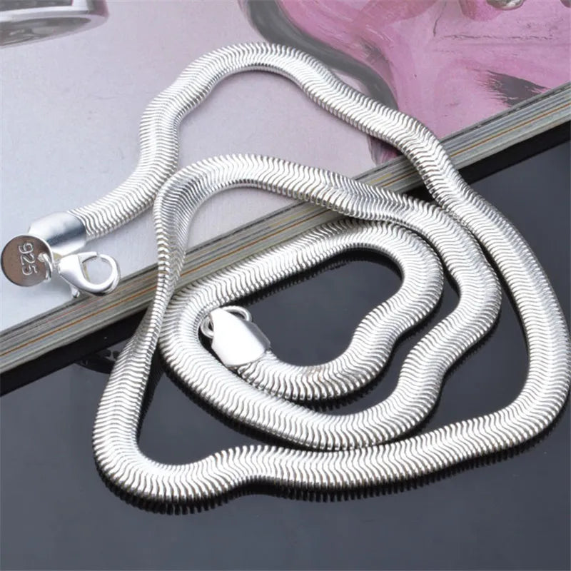 Classic 925 Sterling Silver Snake Chain Necklace — Fashion Jewelry for Women & Men, Wedding, Engagement, Party, Punk Accessories