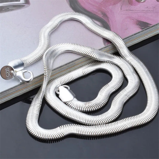 Classic 925 Sterling Silver Snake Chain Necklace — Fashion Jewelry for Women & Men, Wedding, Engagement, Party, Punk Accessories
