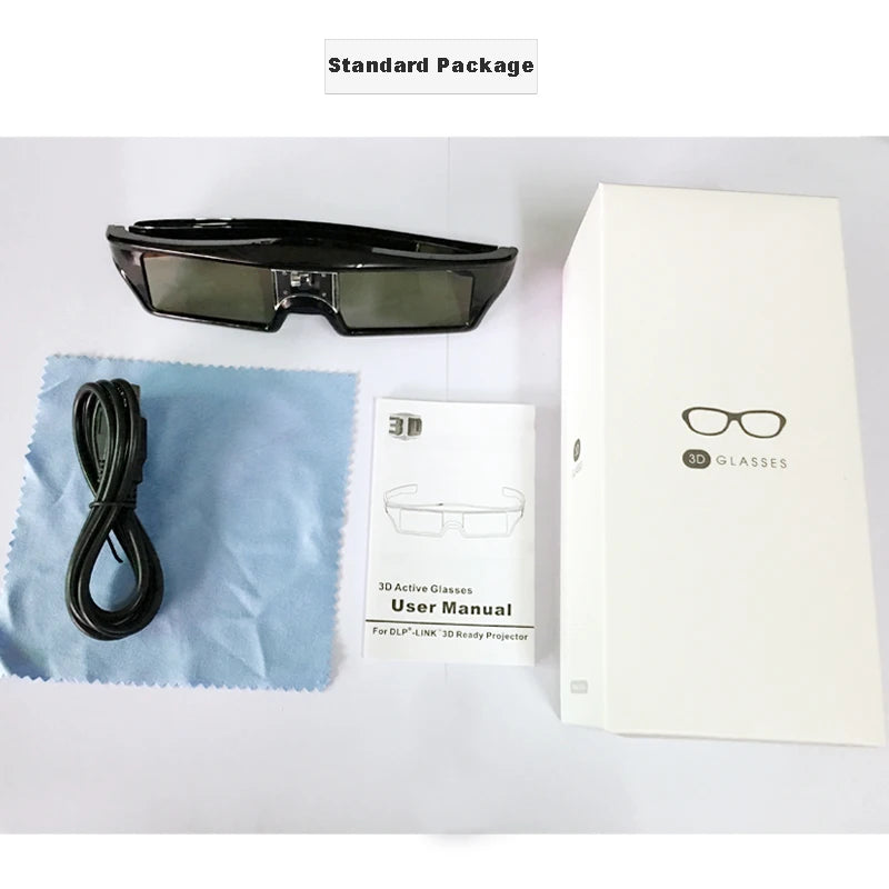 2PCS Universal DLP-Link 3D Active Shutter Glasses — Compatible with Xgimi Z4X, Optoma, Sharp, LG, Acer, JmGO, BenQ Projectors