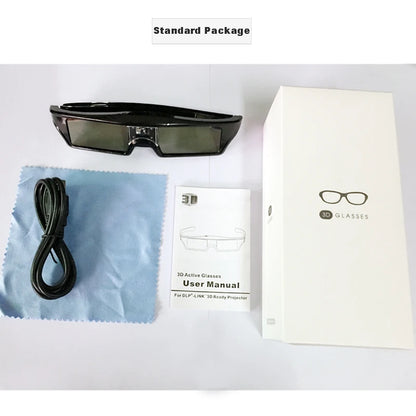 2PCS Universal DLP-Link 3D Active Shutter Glasses — Compatible with Xgimi Z4X, Optoma, Sharp, LG, Acer, JmGO, BenQ Projectors