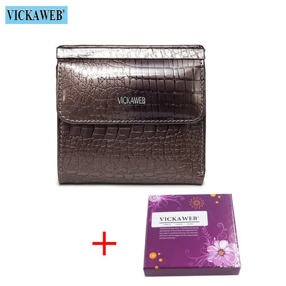 VICKAWEB Mini Women’s Wallet — Genuine Leather Alligator Hasp Short Purse, Fashion Small Wallet for Women 209