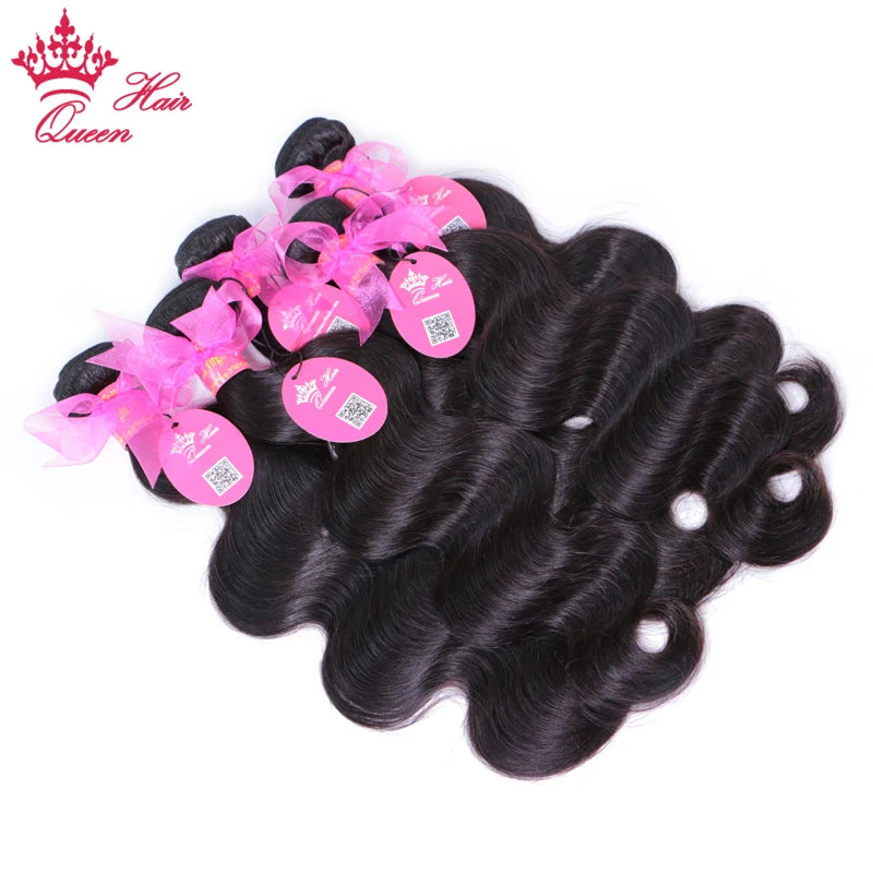 Queen Body Wave Raw Human Hair Bundles - Unprocessed 100% Natural Hair Extensions Weave 1-4pcs