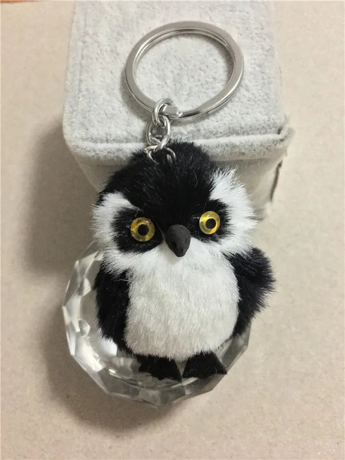 Cute Tiny Plush Faux Rabbit Fur Owl Keychain – Mini Animal Bag & Car Trinket Jewelry Gift for Women & Girls