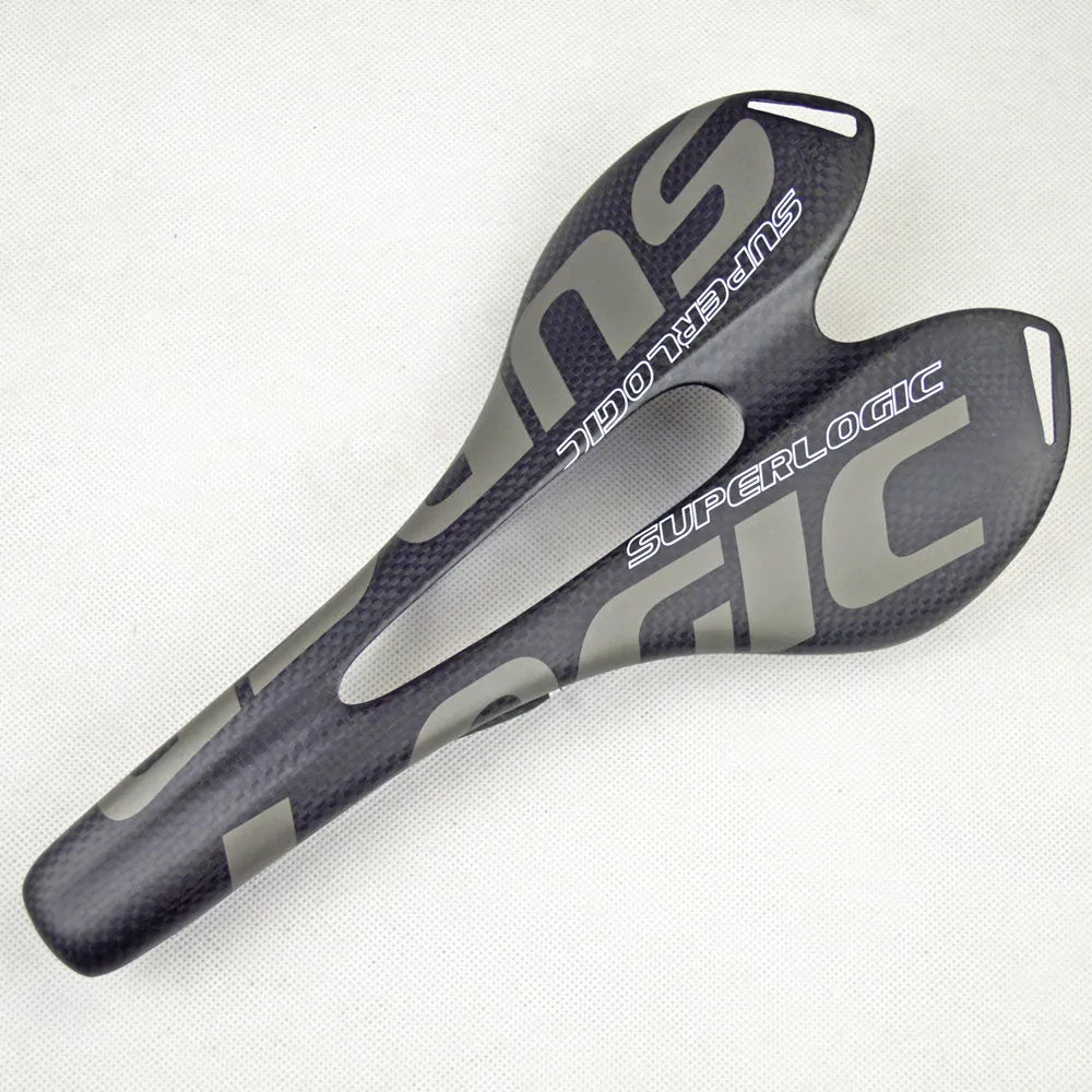 Superlogic 3K Full Carbon Fiber Bike Saddle - Lightweight Road & MTB Seat 275×143mm