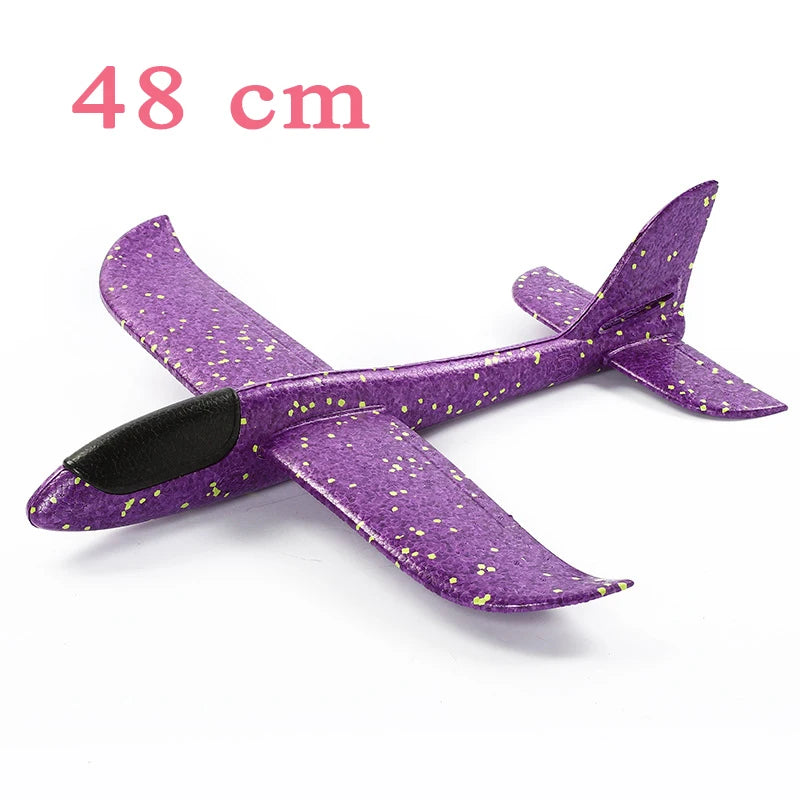 48cm EVA Foam Glider Aircraft Toy – Hand-Throw Flight Airplane DIY Model for Kids, Fun Outdoor Toy Gift