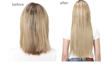 Synthetic U-Part Clip-in Hair Extensions – Long, Straight, Thick Blonde Hairpieces (16, 20, 24 Inch)