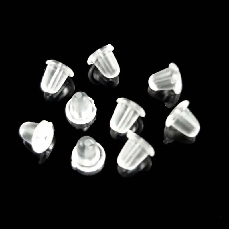 100pcs 5mm Clear Silicone Earring Backs – Soft Rubber Safety Round Stopper Jewelry DIY Accessories Replacement