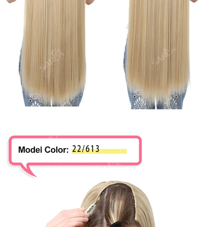 Synthetic U-Part Clip-in Hair Extensions – Long, Straight, Thick Blonde Hairpieces (16, 20, 24 Inch)