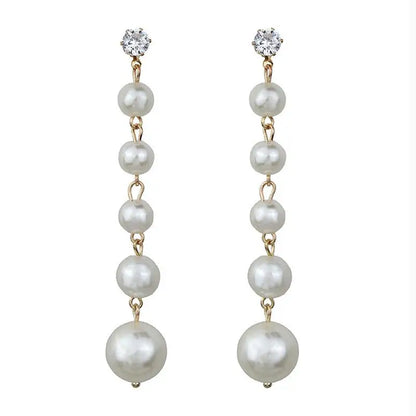 Fashion Pearl Bean Crystal Earrings for Women & Girls – Elegant Everyday Jewelry