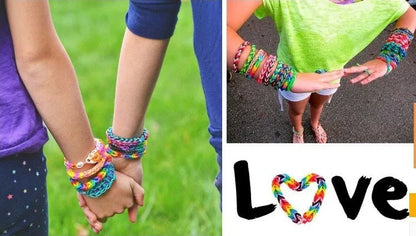 Fashion Rubber Loom Band Weaver Kit – DIY Elongated Knitting Machine with Bands, Hooks & Weaving Frame for Crafts and Toys