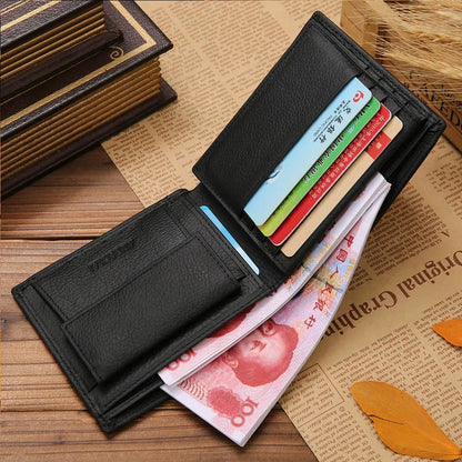 Classic Short Genuine Leather Men's Wallet: Fashion Coin Pocket Card Holder Purse - Simple Quality Male Wallets