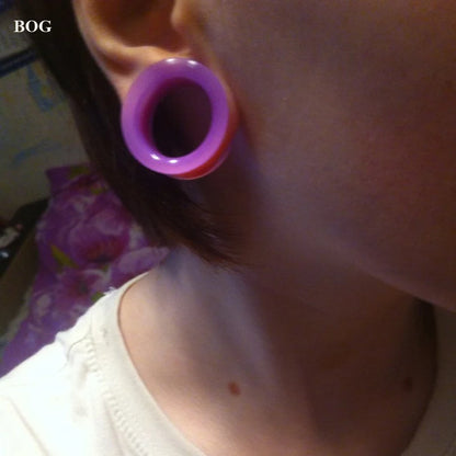BOG Silicone Ear Tunnels - Flexible Hollow Flesh Plugs Body Piercing Jewelry for Stretched Ears