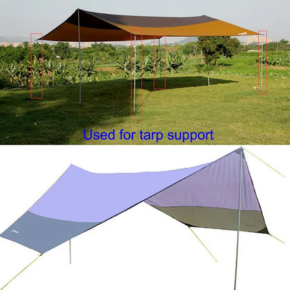 2m / 1.8m Folding Tarp Pole - Awning Rod Foldable Tent Support Stand for Outdoor Camping Sun Shelter - Tent Accessories