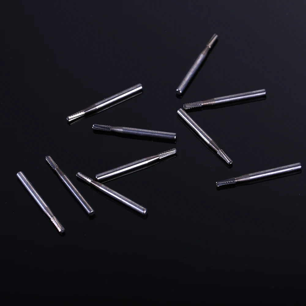 10pcs Dental Broken Crown Needles - Endodontic Silver & Gold Plated Handle, 1957# & 1958# for Crown Repair