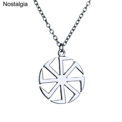 Nostalgia Slavic Kolovrat Pendant Necklace – Pagan Wicca Russian Wheel Amulet Talisman Jewelry