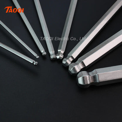 Hex Key Allen Wrench Adapter Set - Chrome Vanadium Steel Ball And Flat Head Hand Tool