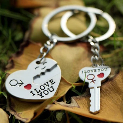 Zinc Alloy Couple Keychain - Silver-Plated My Heart Key Ring for Wedding Favors & Romantic Gifts