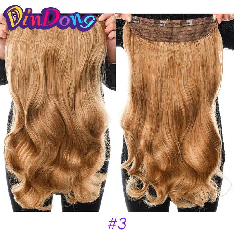 DinDong 32" Clip-In Hair Extensions — 210G Synthetic Wavy, Heat Resistant, 613# Blonde & 19 Colors