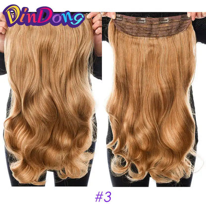 DinDong 32" Clip-In Hair Extensions — 210G Synthetic Wavy, Heat Resistant, 613# Blonde & 19 Colors