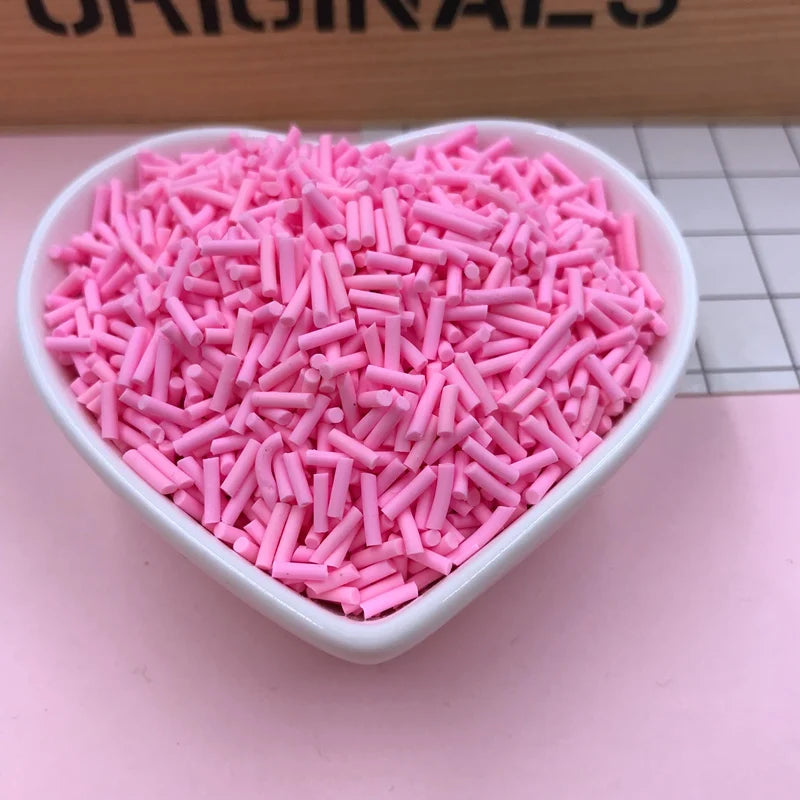 100g Colorful Long Clay Sprinkles – 5-6mm DIY Craft Decorations for Phone Deco & Creative Projects