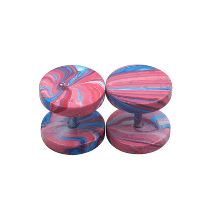 Stainless Steel Stud Earrings & Ear Plugs — Faux Punk Barbell Tunnels, Fake Piercing Gauges for Men & Women Body Jewelry