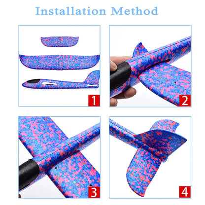 48cm EVA Foam Glider Aircraft Toy – Hand-Throw Flight Airplane DIY Model for Kids, Fun Outdoor Toy Gift
